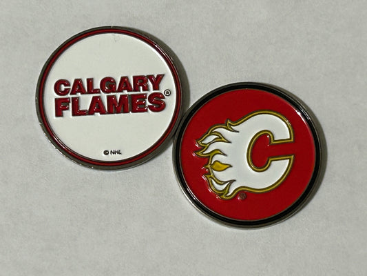 Calgary Flames Double Sided 1" Diameter Magnetic Golf Ball Marker