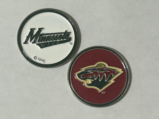 Minnesota Wild Double Sided 1" Diameter Magnetic Golf Ball Marker