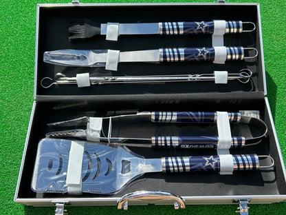 Siskiyou Gifts Dallas Cowboys 8 piece Tailgater BBQ Set with Metal Case