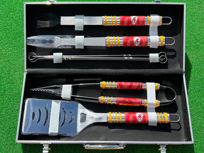 Siskiyou Gifts Kansas City Chiefs 8 piece Tailgater BBQ Set with Metal Case