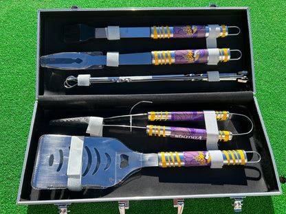 Siskiyou Gifts Minnesota Vilings 8 Piece Tailgater BBQ Set w/Metal Case, NFL Licensed