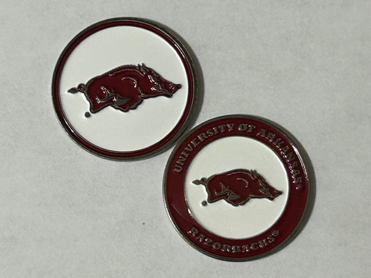 Arkansas Razorbacks 1" Diameter Double Sided Magnetic Golf Ball Marker NCAA