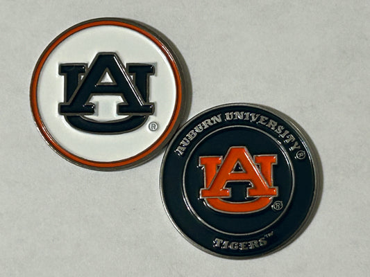 Auburn Tigers 1" Diameter Double Sided Magnetic Golf Ball Marker NCAA
