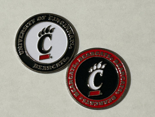 Cincinnati Bearcats 1" Diameter Double Sided Magnetic Golf Ball Marker NCAA