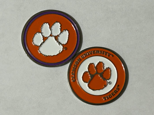 Clemson Tigers 1" Diameter Double Sided Magnetic Golf Ball Marker NCAA