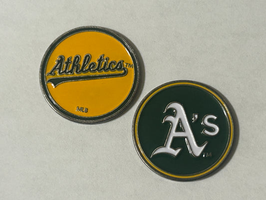Oakland (Las Vegas) A's Baseball Team 1" Diameter Double Sided Magnetic Golf Ball Marker MLB