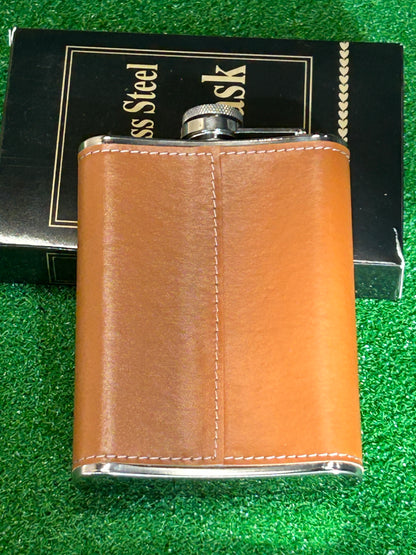 8 oz. Birdie Juice Leather Wrapped Stainless Steel Hip Flask