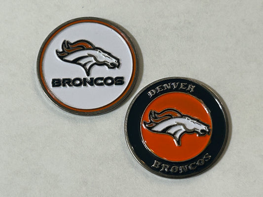 Denver Broncos 1" Diameter Double Sided Magnetic Golf Ball Marker NFL