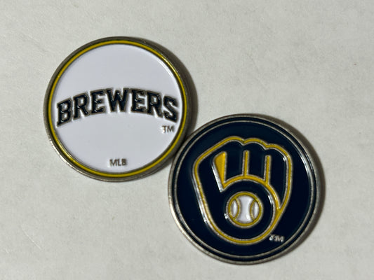 Milwaukee Brewers 1" Diameter Double Sided Magnetic Golf Ball Marker MLB