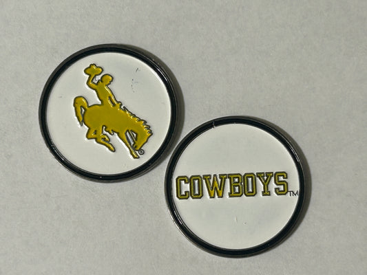 Wyoming Cowboys 1" Diameter Double Sided Magnetic Golf Ball Marker NCAA