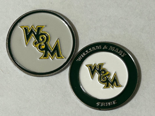 William and Mary Tribe 1" Diameter Double Sided Golf Ball Marker NCAA