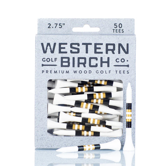 Western Birch Golf Company "Impala" Signature Striped Bamboo 2.75" Golf Tee Box of 50 Tees