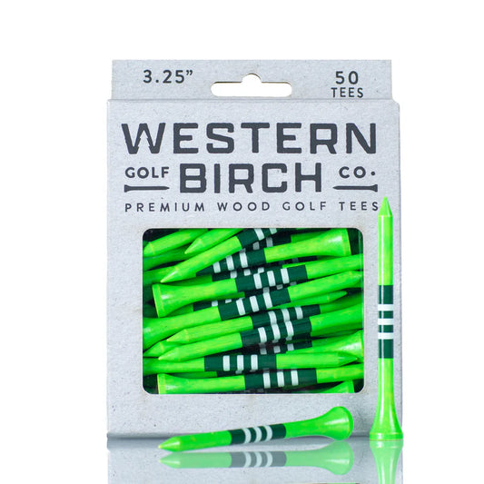Western Birch Golf Company "Margirita" Signature Striped Bamboo 3.25" Golf Tee Box of 50 Tees