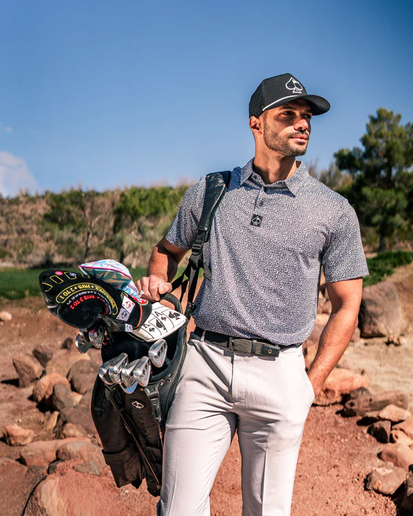 Pins & Aces Coral Cascades Collaboration Fast Wicking 4-Way Stretch Polo Shirt (SD)
