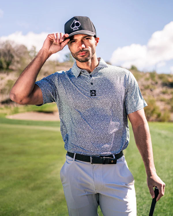 Pins & Aces Coral Cascades Collaboration Fast Wicking 4-Way Stretch Polo Shirt (SD)