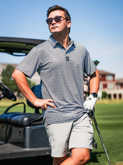 Pins & Aces Coral Cascades Collaboration Fast Wicking 4-Way Stretch Polo Shirt (SD)