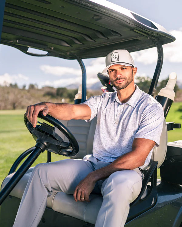 Pins & Aces Mans Best Friend Light Collaboration Fast Wicking 4-Way Stretch Polo Shirt