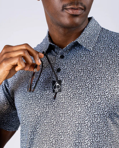 Pins & Aces Coral Cascades Collaboration Fast Wicking 4-Way Stretch Polo Shirt (SD)