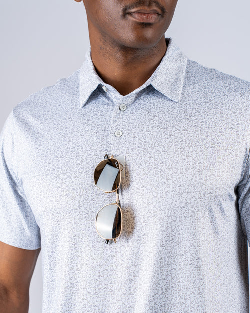 Pins & Aces Mans Best Friend Light Collaboration Fast Wicking 4-Way Stretch Polo Shirt