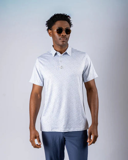 Pins & Aces Mans Best Friend Light Collaboration Fast Wicking 4-Way Stretch Polo Shirt