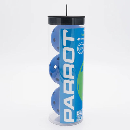 Parrot Paddles Tube of 3 Outdoor Pickleballs 2-Piece 40 Holes (Royal Blue)
