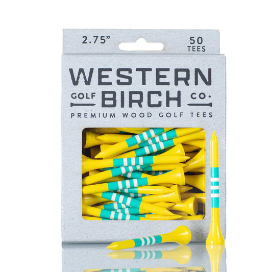 Western Birch Golf Company "Pina Colada" Signature Striped Bamboo 2.75" Golf Tee Box of 50 Tees
