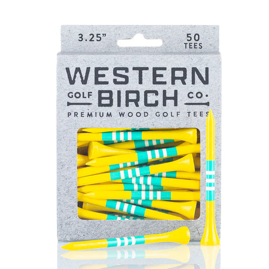 Western Birch Golf Company "Pina Colada" Signature Striped Bamboo 3.25" Golf Tee Box of 50 Tees