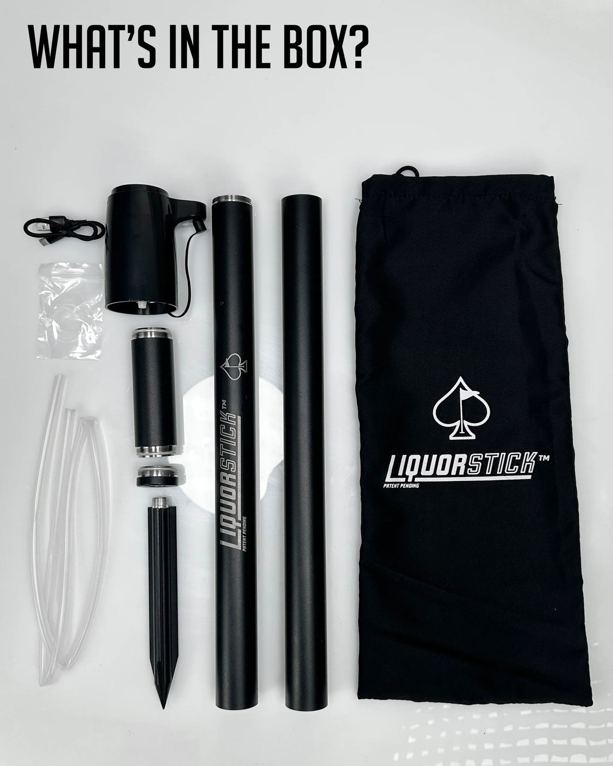 Pins and Aces Golf Authentic and Trademarked LiquorStick® 3.0 - Black