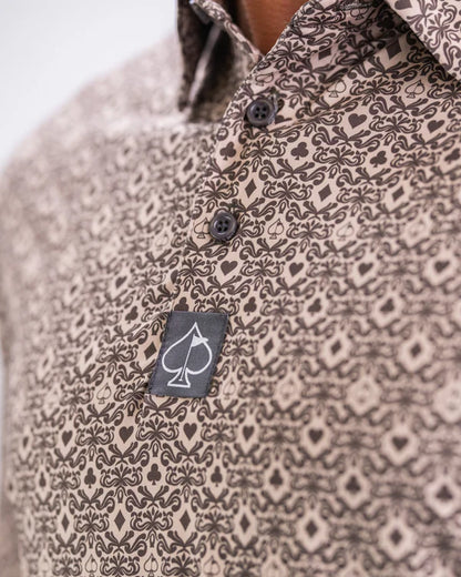 Pins & Aces Big Blind Ash Collaboration Fast Wicking 4-Way Stretch Polo Shirt
