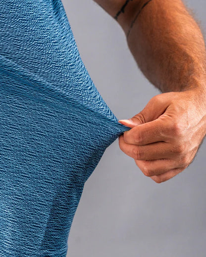 Pins & Aces Squiggle Blue Collaboration Fast Wicking 4-Way Stretch Polo Shirt
