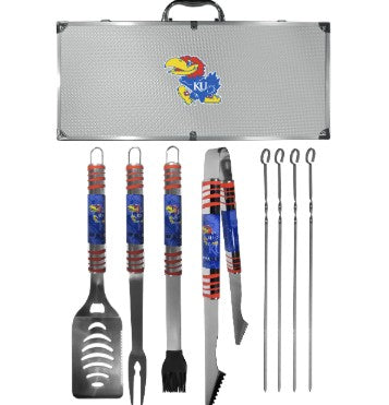 Siskiyou Gifts Kansas Jayhawks 8 Piece Tailgater BBQ Set w/Metal Case, NCAA Licensed