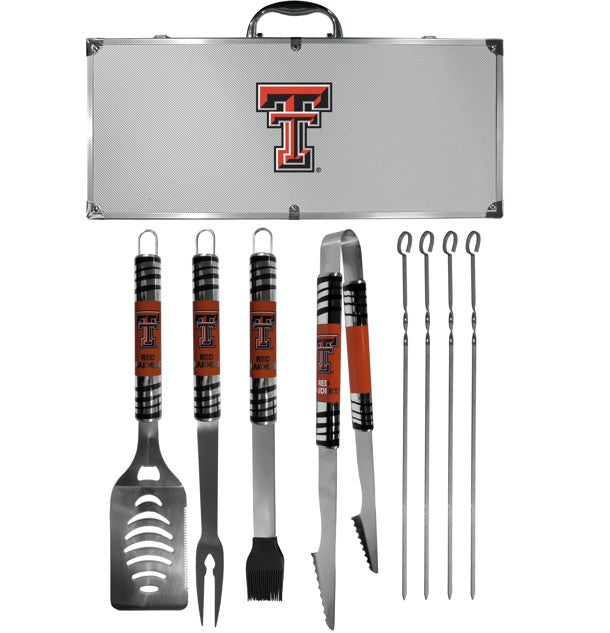 Siskiyou Gift Texas Tech Red Raiders Aggies 8 Piece Tailgater BBQ Set w/Metal Case, NCAA Licensed