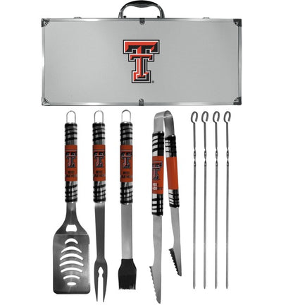 Siskiyou Gift Texas Tech Red Raiders Aggies 8 Piece Tailgater BBQ Set w/Metal Case, NCAA Licensed
