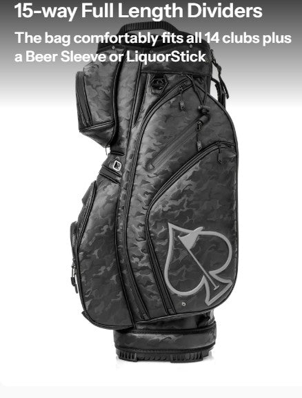Player Preferred™ Pins & Aces 15-Way Cart Bag - Black Camo