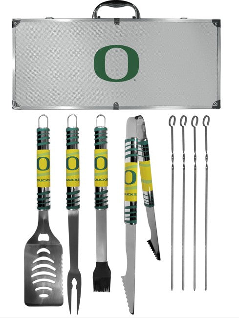 Siskiyou Gifts Oregon Ducks 8 Piece Tailgater BBQ Set w/Metal Case, NCAA Licensed
