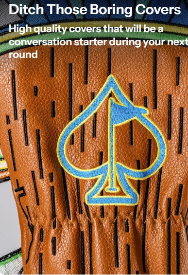 Pins & Aces Authentic Fully Embroidered, Very Robust TIKI Fairway Head Cover