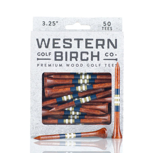 Western Birch Golf Company "Twin Six" Signature Striped Bamboo 3.25" Golf Tee Box of 50 Tees