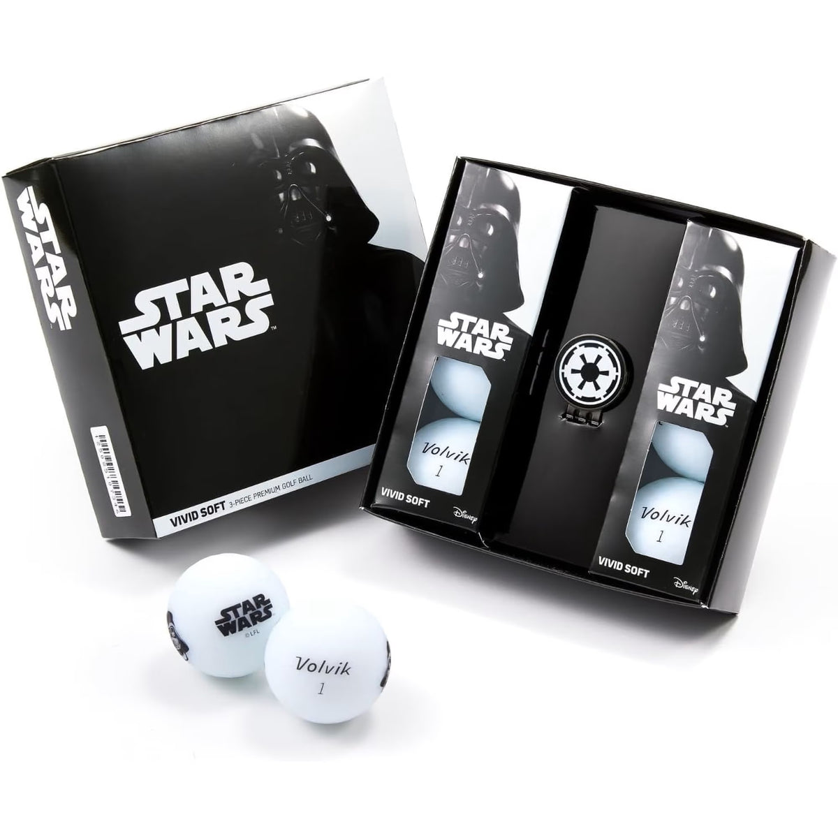 Volvik Vivid Soft 3-Piece Construction Darth Vader 6 Pack W/Ball Marker
