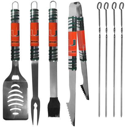 Siskiyou Gifts Miami Hurricanes 8 Piece Tailgater BBQ Set w/Metal Case, NCAA Licensed