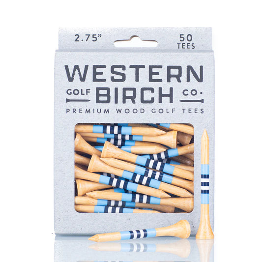 Western Birch Golf Company "Bel Air" Signature Striped Bamboo 2.75" Golf Tee Box of 50 Tees