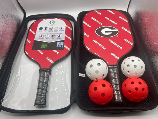 Parrot Paddles Carbon Fiber Georgia Bulldogs Pickleball Paddle Setw/Case