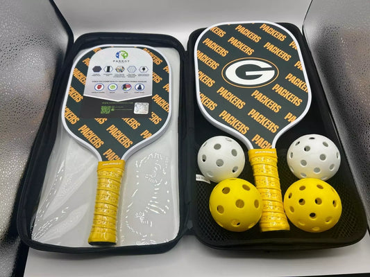 Parrot Paddles Carbon Fiber Green Bay Packers Pickleball Paddle Set (New in Case)