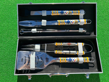 Siskiyou Gifts Pittsburgh Steelers 8 Piece Tailgater BBQ Set w/Metal Case, NFL Licensed
