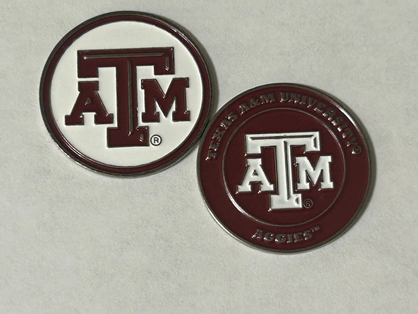Texas A&M Aggies 1" Diameter Double Sided Golf Ball Marker NCAA