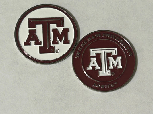 Texas A&M Aggies 1" Diameter Double Sided Golf Ball Marker NCAA