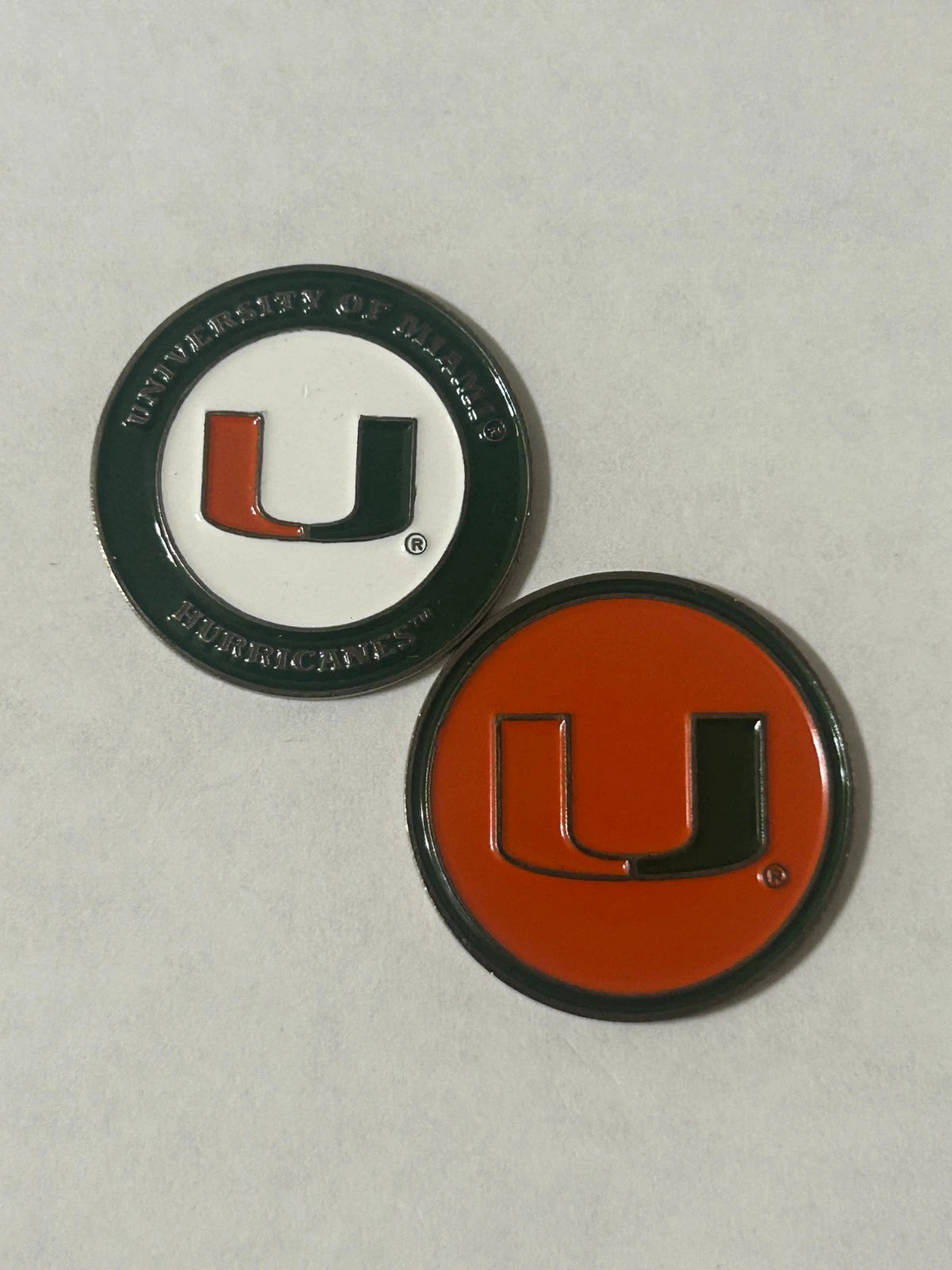 Miami Hurricanes 1" Diameter Double Sided Magnetic Golf Ball Marker NCAA