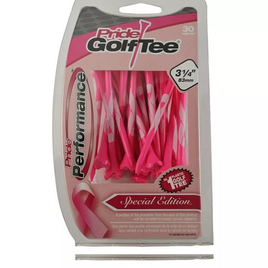 Pride Golf Tees Breast Cancer 3 1/4" Performance Plastic Golf Tees Pack of 30
