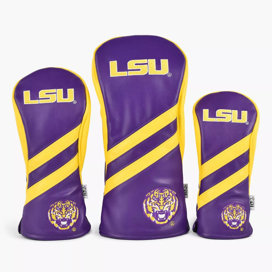 PRG Golf LSU Tigers Set of 3 Head Covers Driver Fairway & Rescue NCAA Licensed