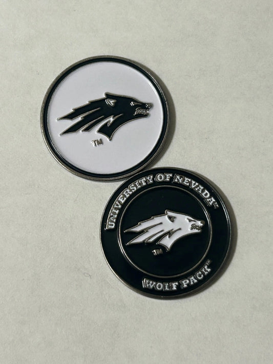 Nevada Wolf Pack 9UNR) Reno 1" Diameter Double Sided Magnetic Golf Ball Marker NCAA