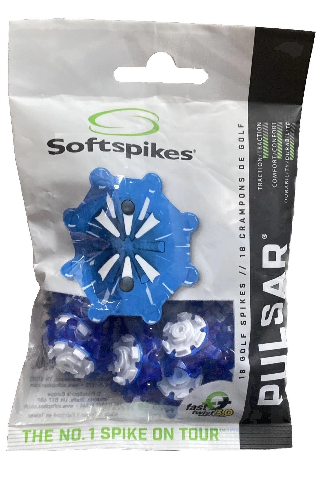 Softspikes Pulsar Golf Spikes (Fast Twist® 3.0)  Blue/White 18 Pack